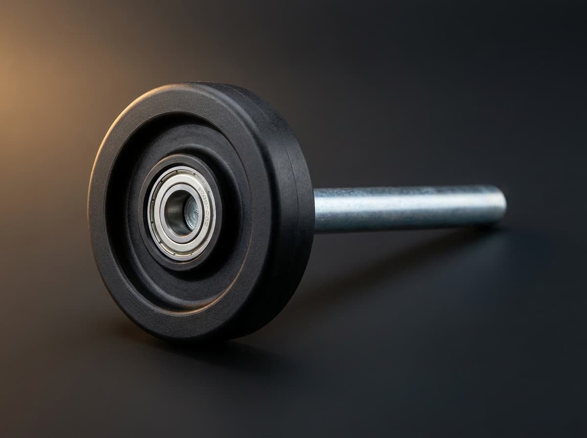 2-inch sectional garage door roller — black nylon 6/6 wheel with a sealed steel bearing center on a long zinc-plated 7/16-inch stem